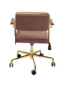 Krzesło biurowe ze sztucznej skóry Dottore, obrotowe, Tapicerka: sztuczna skóra (poliureta, Stelaż: aluminium polerowane, Brązowy, odcienie złotego, S 44 x G 50 cm