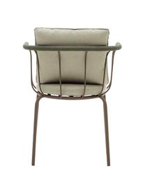 Ogrodowe krzesło z tapicerowanym siedziskiem Jay, Tapicerka: 100% poliester, Stelaż: metal malowany proszkowo, Beżowa tkanina, brązowy, S 59 x G 52 cm