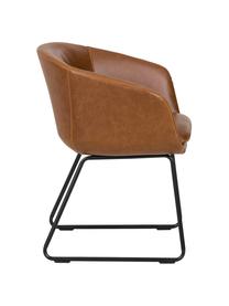 Silla con reposabrazos de cuero sintético Juri, Tapizado: cuero sintético (poliuret, Patas: metal con pintura en polv, Cuero sintético marrón, An 55 x F 57 cm