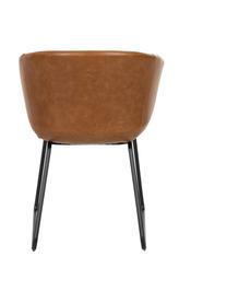 Chaise rembourrée à accoudoirs en cuir synthétique Juri, Couleur cognac, larg. 55 x prof. 57 cm