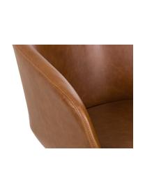 Chaise rembourrée à accoudoirs en cuir synthétique Juri, Couleur cognac, larg. 55 x prof. 57 cm