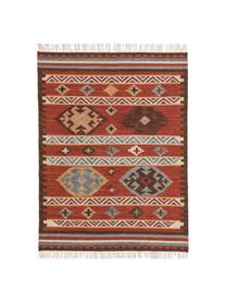 Tappeto kilim in lana tessuto a mano Zohra, Retro: 100% lana Nel caso dei ta, Rosso, multicolore, Larg. 160 x Lung. 230 cm (taglia M)