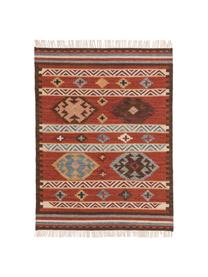 Alfombra artesanal de lana Zohra, Parte superior: 90% lana, 10% algodón, Reverso: 100% lana Las alfombras d, Tonos rojos, An 120 x L 170 cm (Tamaño S)