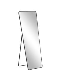 Specchio da terra con cornice in metallo nero Nyah, Cornice: metallo rivestito, Superficie dello specchio: lastra di vetro, Nero, Larg. 64 x Alt. 170 cm