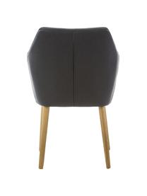 Kunstleren fauteuil Nora met houten poten, Bekleding: kunstleer (polyurethaan), Poten: eikenhout, Kunstleer zwart, B 56 x D 55 cm