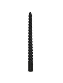 Velas candelabro Twisted, 4 uds., Cera, Negro, Ø 3 x Al 26 cm