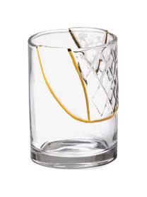 Designer Wasserglas Kintsugi, Dekor: Gold, Transparent, Ø 8 x H 11 cm, 300 ml