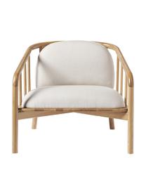Poltroncina inlegno di quercia Balin, Rivestimento: 100% poliestere Il rivest, Struttura: legno massiccio di querci, Tessuto beige, legno di quercia, Larg. 79 x Alt. 73 cm