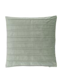 Housse de coussin en velours Lola, Velours (100 % polyester), Vert sauge, larg. 40 x long. 40 cm