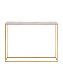 Konsola Aruba, Blat: szkło hartowane, metal, n, Stelaż: metal malowany proszkowo, Biały, odcienie złotego, S 110 x W 81 cm