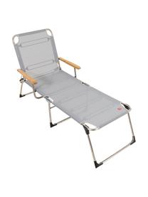 Outdoor ligstoel Amigo, Frame: aluminium, Bekleding: kunststofweefsel (weer- e, Armleuning: natuurlijk robiniahout, Grijs, robiniahoutkleurig, B 190 x D 69 cm
