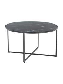 Mesa de centro Antigua, tablero de vidrio en aspecto mármol, Tablero: vidrio estampado con aspe, Estructura: acero con pintura en polv, Aspecto mármol negro, Ø 80 cm