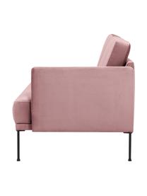 Chaise longue in velluto con piedini in metallo Fluente, Rivestimento: velluto (copertura in pol, Struttura: legno di pino massiccio, , Piedini: metallo verniciato a polv, Velluto rosa, Larg. 202 x Prof. 85 cm, schienale a sinistra