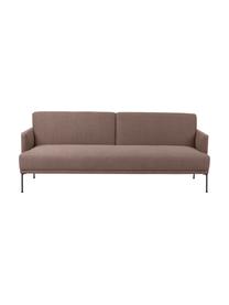 Divano letto 3 posti con piedini in metallo Fluente, Rivestimento: 100% poliestere Con 115.0, Struttura: legno di pino massiccio, , Piedini: metallo verniciato a polv, Tessuto marrone, Larg. 220 x Alt. 86 cm