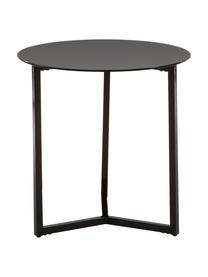 Beistelltisch Raeam mit schwarzer Glasplatte, Tischplatte: Sicherheitsglas, getönt, Gestell: Metall, lackiert, Schwarz, Ø 50 x H 50 cm