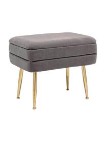 Banquette en velours avec rangement Pavlina, Gris, couleur laitonnée, larg. 80 x haut. 42 cm