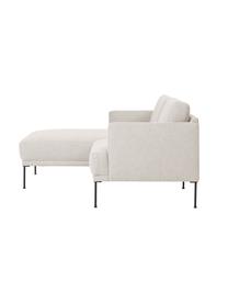 Kleine hoekbank Fluente met metalen poten, Bekleding: 100% polyester De slijtva, Frame: massief grenenhout, FSC-g, Poten: gepoedercoat metaal, Geweven stof beige, B 198 x D 152 cm, hoekdeel links