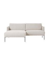 Kleine hoekbank Fluente met metalen poten, Bekleding: 100% polyester De slijtva, Frame: massief grenenhout, FSC-g, Poten: gepoedercoat metaal, Geweven stof beige, B 198 x D 152 cm, hoekdeel links
