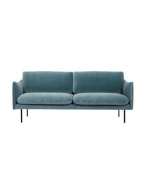 Canapé 2 places en velours pieds en métal Moby, Velours turquoise, larg. 170 x prof. 95 cm