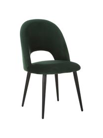Krzesło tapicerowane z aksamitu Rachel, Tapicerka: aksamit (100% poliestr) D, Nogi: metal malowany proszkowo, Ciemnozielony aksamit, S 53 x G 57 cm