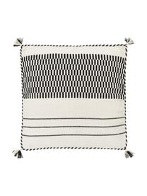 Federa arredo in cotone color nero/biege con nappe Okiro, 100% cotone, Beige, nero, Larg. 45 x Lung. 45 cm
