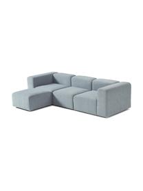 Modulares Bouclé-Sofa Lena (4-Sitzer) mit Hocker, Bezug: Bouclé (93 % Polyester, 6, Gestell: Kiefernholz, Schichtholz,, Füße: Kunststoff, Bouclé Hellblau, B 284 x T 181 cm