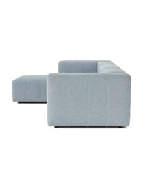 Modulares Bouclé-Sofa Lena (4-Sitzer) mit Hocker, Bezug: Bouclé (93 % Polyester, 6, Gestell: Kiefernholz, Schichtholz,, Füße: Kunststoff, Bouclé Hellblau, B 284 x T 181 cm