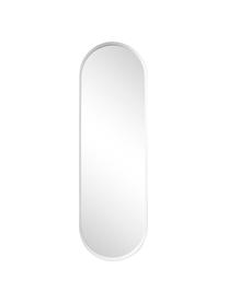 Specchio da parete ovale con legno bianco Norm, Cornice: alluminio verniciato a po, Superficie dello specchio: lastra di vetro, Bianco, Larg. 40 x Alt. 130 cm