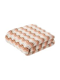 Gebreide katoenen plaid Emilio, 100% katoen, Beige, terracotta, zalmkleurig, B 130 x L 170 cm