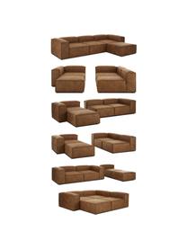 Divano componibile 4 posti in pelle riciclata con poggiapiedi Lennon, Rivestimento: pelle riciclata (70% pell, Struttura: legno di pino massiccio, , Piedini: plastica, Pelle marrone, Larg. 327 x Prof. 207 cm