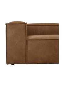 Canapé d'angle modulable 4 places cuir recyclé avec tabouret Lennon, Cuir brun, larg. 327 x prof. 207 cm