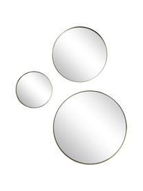 Set de espejos de pared redondos Lacie, 3 uds., Parte trasera: tablero de fibras de dens, Espejo: cristal, Dorado, Set de diferentes tamaños