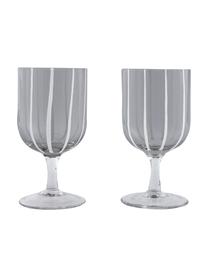 Ručně foukané sklenice na červené víno Mizu, 2 ks, Sklo, Šedá, bílá, Ø 8 cm, V 15 cm, 350 ml