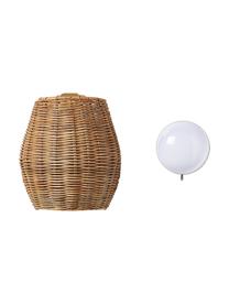 Mobiel dimbare outdoor LED wandlamp Saona met afstandsbediening, Natuurlijke vezels, Bruin, B 21 x H 23 cm
