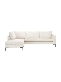 Sofa narożna z metalowymi nogami Luna, Tapicerka: 100% poliester Dzięki tka, Stelaż: lite drewno bukowe, Nogi: metal galwanizowany, Beżowa tkanina, S 280 x G 184 cm, prawostronna