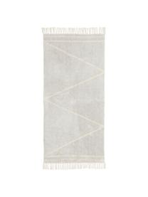 Tappeto in cotone taftato a mano con motivo a zigzag e frange Asisa, Grigio- e tonalità gialle, Larg. 80 x Lung. 150 cm (taglia XS)