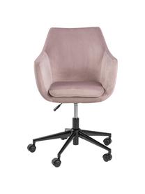 Krzesło biurowe z aksamitu Nora, obrotowe, Tapicerka: poliester (aksamit) 25 00, Stelaż: metal malowany proszkowo, Bladoróżowy aksamit, S 58 x G 58 cm