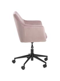 Krzesło biurowe z aksamitu Nora, obrotowe, Tapicerka: poliester (aksamit) 25 00, Stelaż: metal malowany proszkowo, Bladoróżowy aksamit, S 58 x G 58 cm