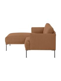 Kleines Ecksofa Fluente mit Metall-Füßen, Bezug: 100 % Polyester Der strap, Gestell: Massives Kiefernholz, FSC, Füße: Metall, pulverbeschichtet, Webstoff Nougat, B 198 x T 152 cm, Eckteil links