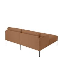Kleines Ecksofa Fluente mit Metall-Füßen, Bezug: 100 % Polyester Der strap, Gestell: Massives Kiefernholz, FSC, Füße: Metall, pulverbeschichtet, Webstoff Nougat, B 198 x T 152 cm, Eckteil links