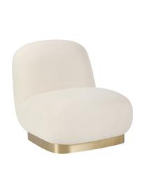 Cocktail fauteuil Elsie in crèmewit, Bekleding: 84% polyester, 16% acryl, Frame: multiplex, Voet: gecoat metaal, Geweven stof crèmewit/goudkleurig, B 77 x H 84 cm