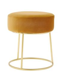 Runder Samt-Hocker Clarissa in Gelb, Bezug: 100% Polyestersamt, Korpus: Mitteldichte Holzfaserpla, Bezug: GelbFuß: Goldfarben, Ø 35 x H 40 cm