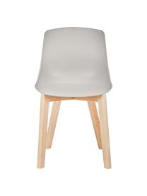 Sedia in plastica con gambe in legno Dave 2 pz, Seduta: materiale sintetico, Gambe: legno di faggio, Greige, legno di faggio, Larg. 46 x Alt. 52 cm