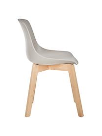 Sedia in plastica con gambe in legno Dave 2 pz, Seduta: materiale sintetico, Gambe: legno di faggio, Grigio beige, Larg. 46 x Alt. 52 cm