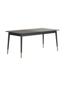 Table extensible Fenwood, 180 - 260 x 90 cm, Noir, couleur laitonnée, larg. de 180 à 260 x prof. 90 cm