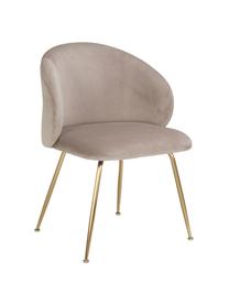 Fluwelen stoelen Luisa in taupe, 2 stuks, Bekleding: fluweel (100% polyester), Poten: gepoedercoat metaal, Fluweel taupe, goudkleurig, B 59 x D 58 cm