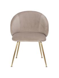 Krzesło tapicerowane z aksamitu Luisa, 2 szt., Tapicerka: aksamit (100% poliester) , Nogi: metal malowany proszkowo, Taupe aksamit, złoty, S 59 x G 58 cm