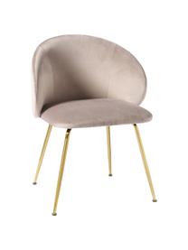 Stolička so zamatovým čalúnením Luisa, 2 ks, Zamatová sivobéžová, odtiene zlatej, Š 59 x H 58 cm