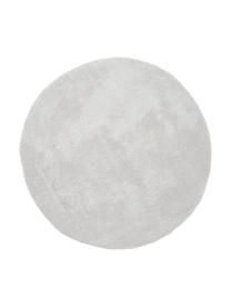 Pluizig rond hoogpolig vloerkleed Leighton in lichtgrijs, Microvezel, Lichtgrijs, Ø 150 x H 3 cm