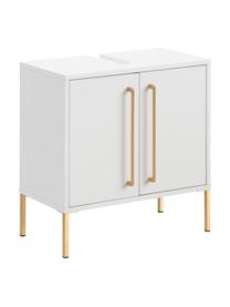 Waschbeckenunterschrank Palladia, 57 cm Breite, Griffe: Metall, beschichtet, Füße: Metall, beschichtet, Weiß, Goldfarben, B 57 x H 61 cm